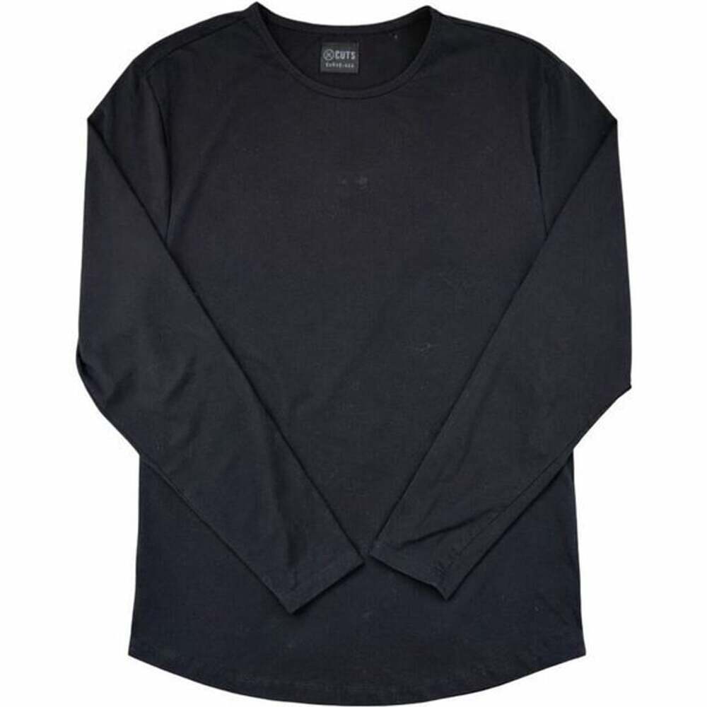 Cuts Curve-Hem Long Sleeve Shirt L Black